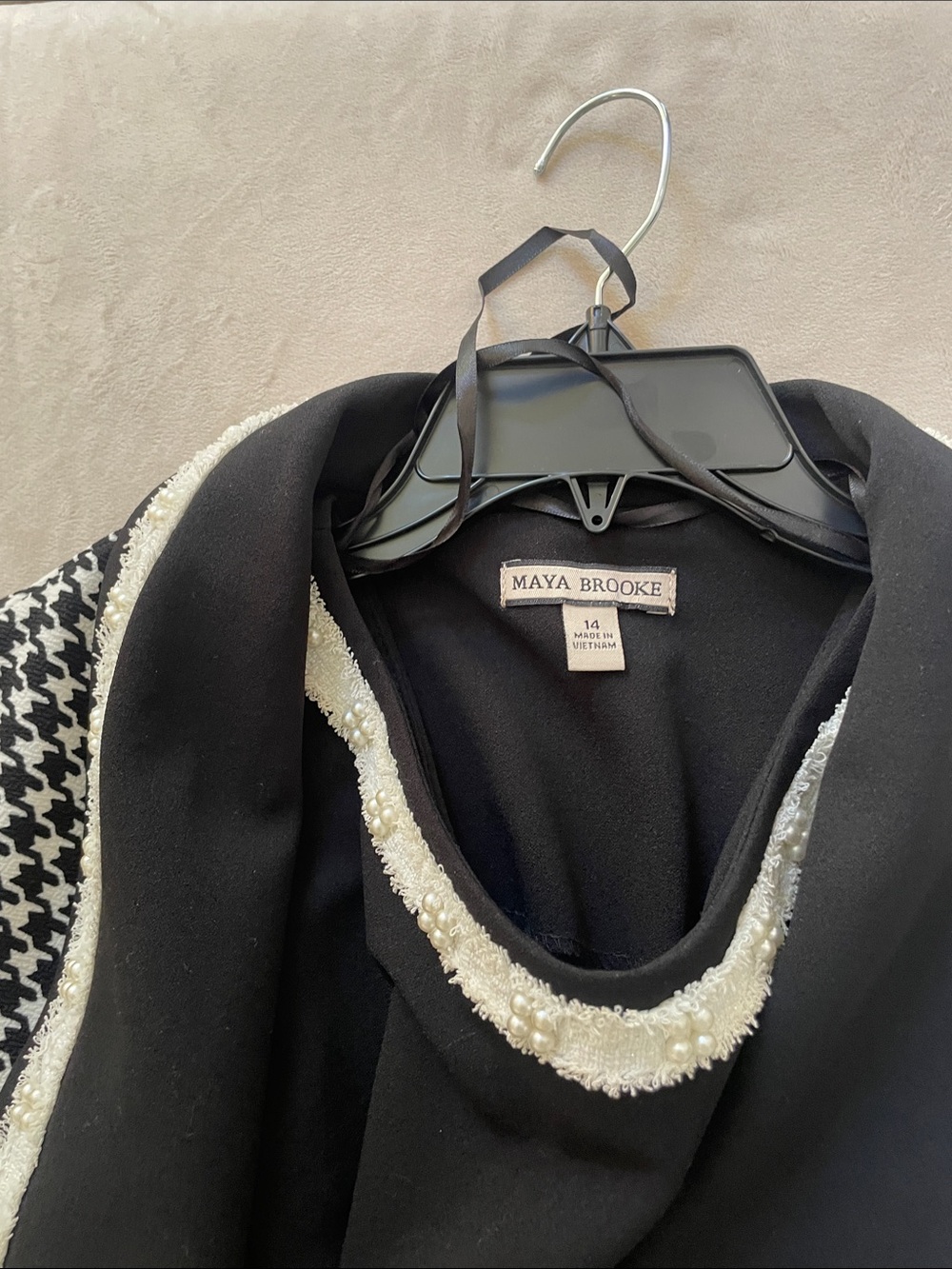 Nina Leonard Black Midi Dress with Houndstooth Jacket - Picture 11 of 11